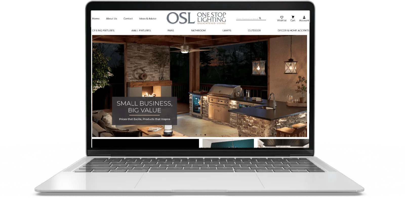 Client website on a laptop